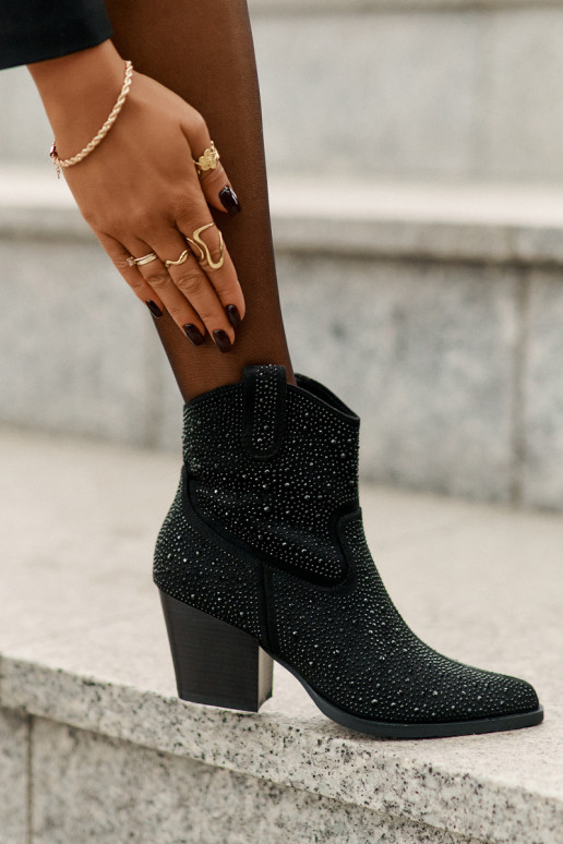 Versierd Laarzen in coInboystijl met hakkenNoskami puntneus S.Barski HY42-121 zInart