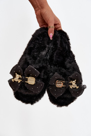 met bont Slippers Dames met linten I Złotą Ozdobą zInart Nolara
