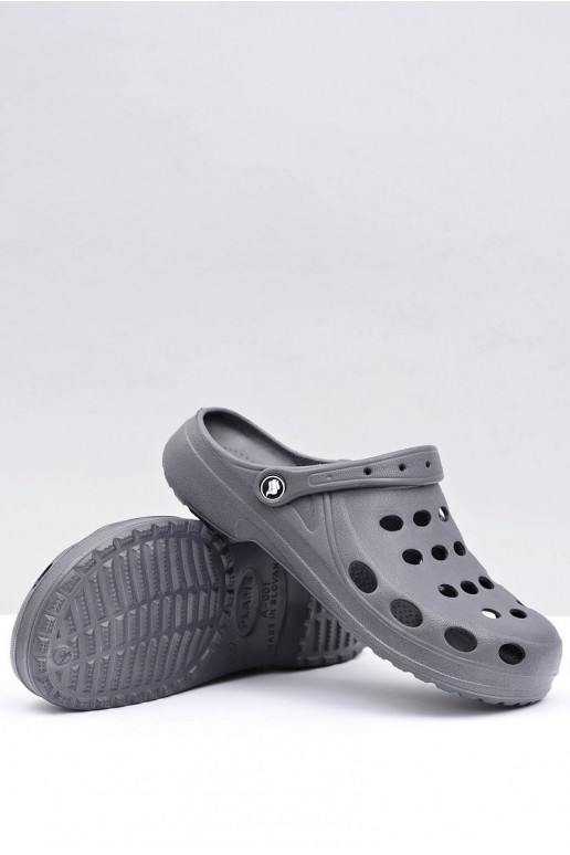 Heren slippers met bandjes voor tuin en zwembad, grijs