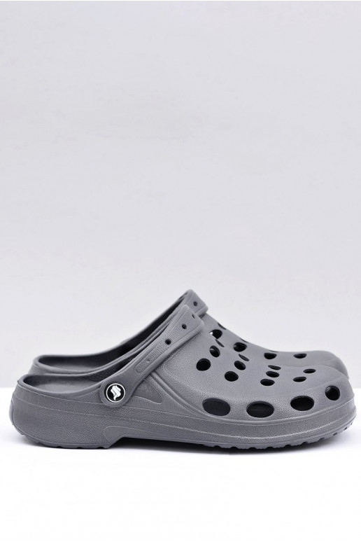 Heren slippers met bandjes voor tuin en zwembad, grijs