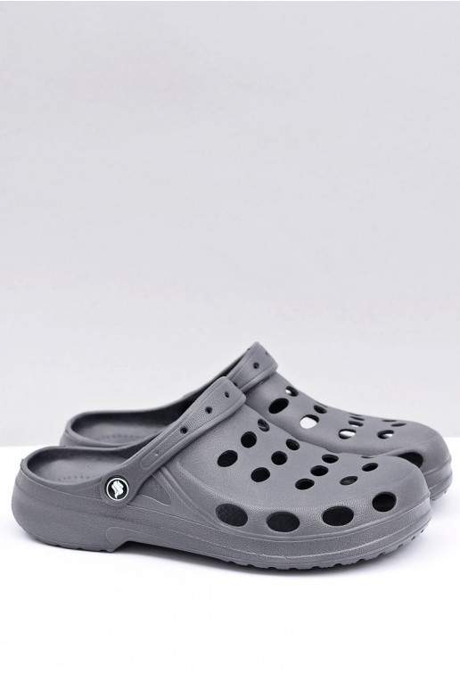 Heren slippers met bandjes voor tuin en zwembad, grijs