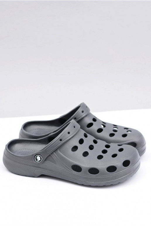 Heren slippers met bandjes voor tuin en zwembad, grijs