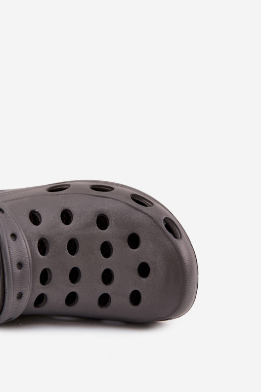 Heren slippers met bandjes voor tuin en zwembad, grijs