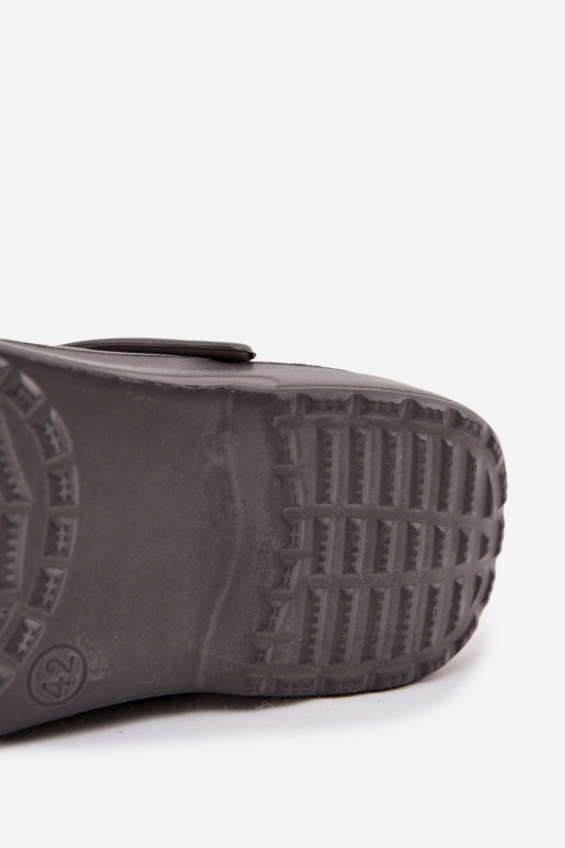 Heren slippers met bandjes voor tuin en zwembad, grijs