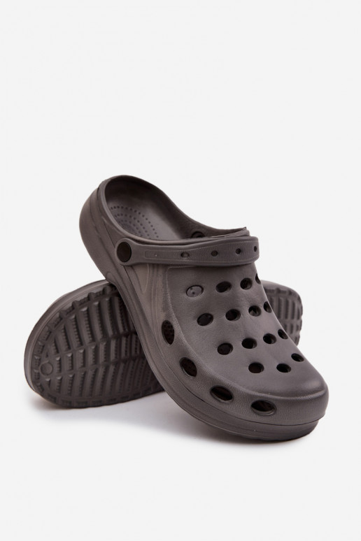 Heren slippers met bandjes voor tuin en zwembad, grijs