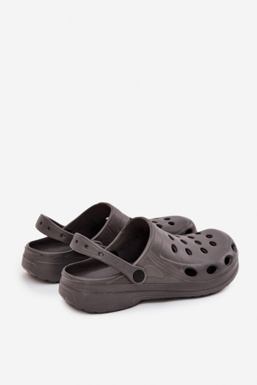 Heren slippers met bandjes voor tuin en zwembad, grijs