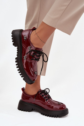 met lakeffect Leer schoenen DamesPrzypinkami Artiker 57C0336 bordeaux 2