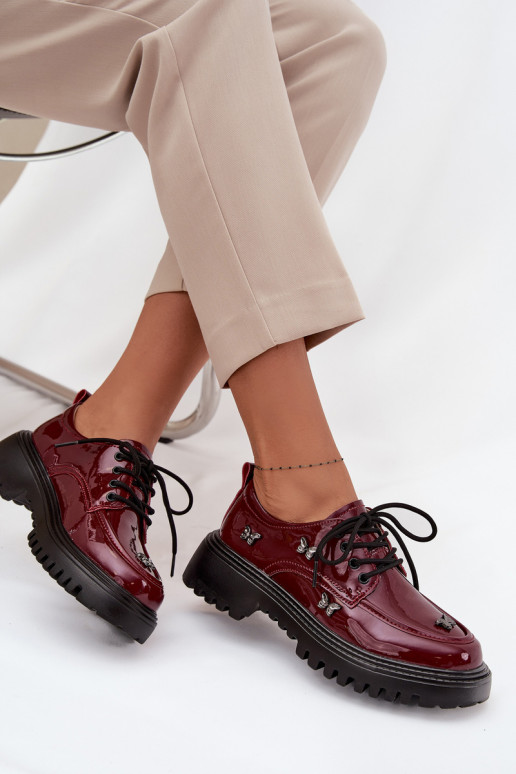 met lakeffect Leer schoenen DamesPrzypinkami Artiker 57C0336 bordeaux