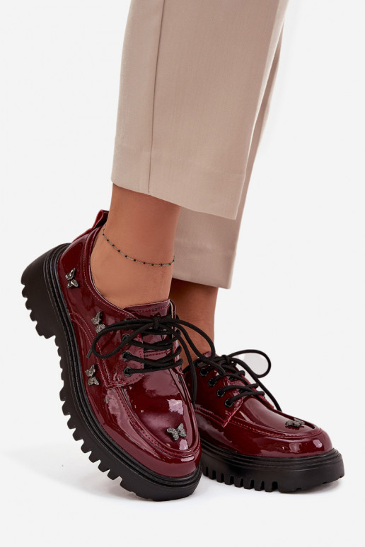 met lakeffect Leer schoenen DamesPrzypinkami Artiker 57C0336 bordeaux