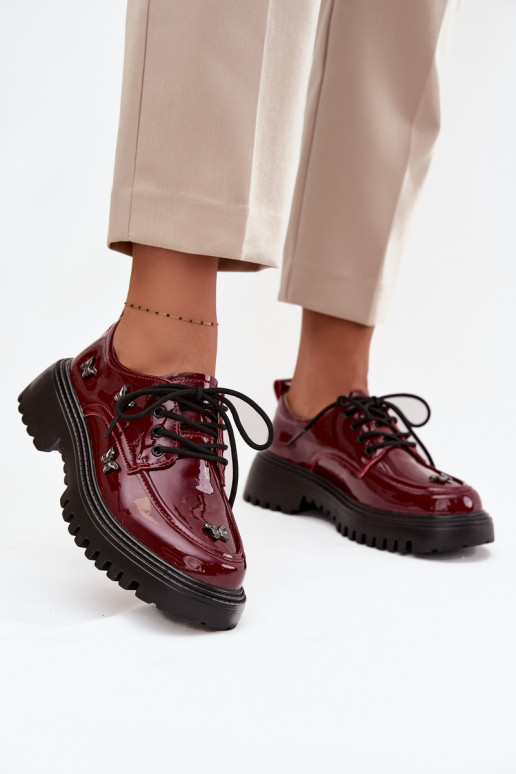 met lakeffect Leer schoenen DamesPrzypinkami Artiker 57C0336 bordeaux