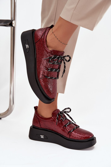 Halfleren schoenen van lakleer Dames met platform Artiker 57C2046 bordeaux