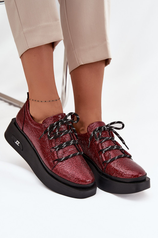 Halfleren schoenen van lakleer Dames met platform Artiker 57C2046 bordeaux