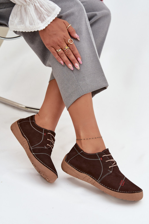 Leer schoenen DamesPrzeszyciami Artiker 57C2114 bruine kleur