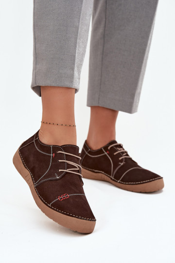 Leer schoenen DamesPrzeszyciami Artiker 57C2114 bruine kleur 2