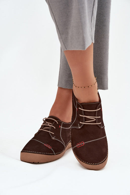 Leer schoenen DamesPrzeszyciami Artiker 57C2114 bruine kleur