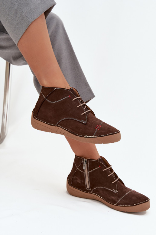 Leer schoenen DamesPrzeszyciami Opar het kasteel Artiker 57C2117 bruine kleur