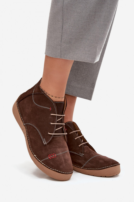 Leer schoenen DamesPrzeszyciami Opar het kasteel Artiker 57C2117 bruine kleur