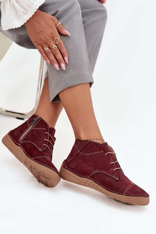 Leer schoenen DamesPrzeszyciami Opar het kasteel Artiker 57C2116 bordeaux