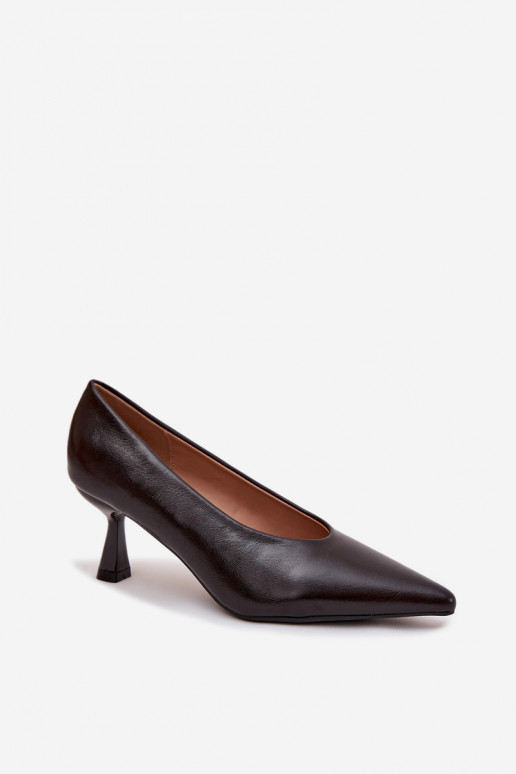 Lakken schoenen met dunne hakken, chocolade kleur Gavrielle