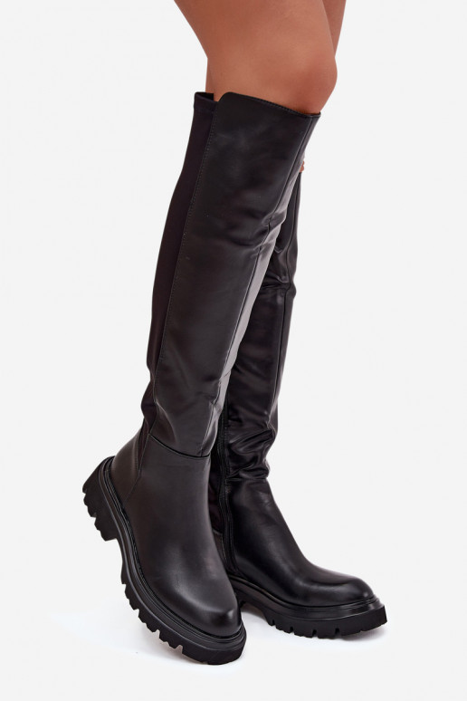 Instap laarzen voor dames van eco-leer, zwart, Sylvina Instap laarzen voor dames van eco-leer, zwart, Sylvina