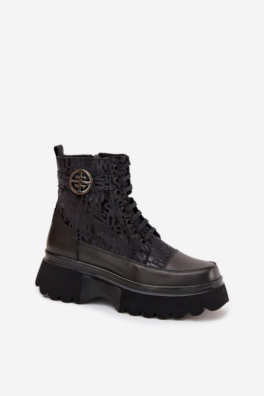 Leer Dameslaarzen met platform met geschriften I Ozdobnym Detalem Artiker 57C2273 zInart