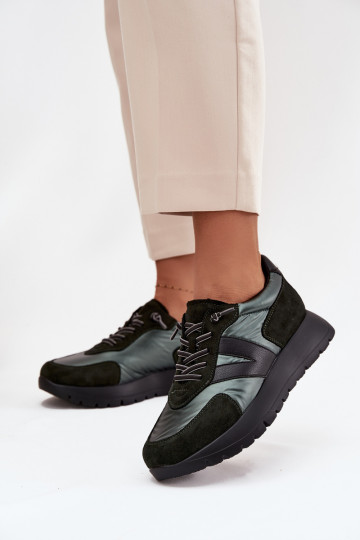 Dames sportieve schoenen met platform Vinceza 58561 chaki kleur