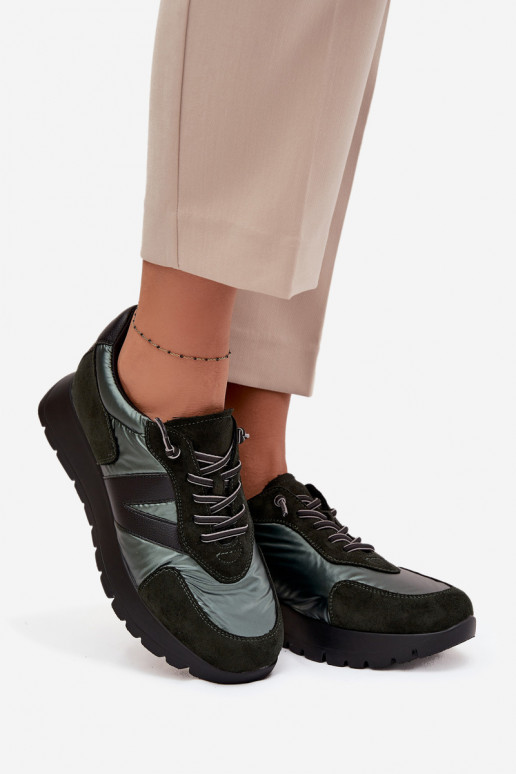 Sneakers model schoenen Dames met platform Vinceza 58561 kaki kleuren