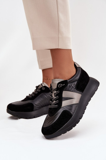 Dames sportieve schoenen met platform Vinceza 58561 zwarte kleur