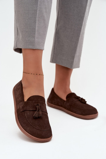 Leer Suède mocassins Typu Barefoot Zazoo 322 CzekoladoIne