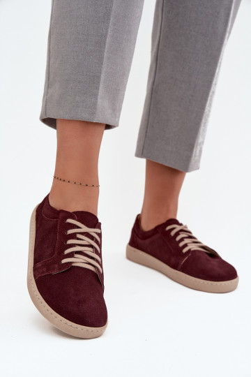 Casual natuurlijke suède schoenen "Barefoot" type Zazoo 314 bordeaux kleur 2