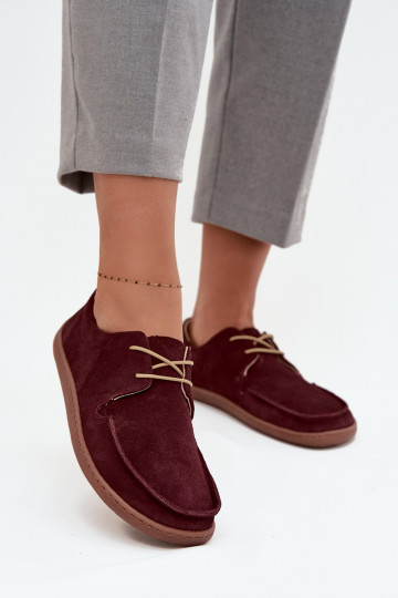 dames schoenen van natuurlijk suède "barefoot" type Zazoo 327 bordeaux 2
