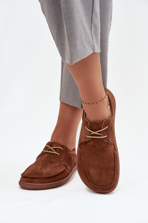 schoenen Dames Typu BarefootOpturalnego van suèdeu Zazoo 327 bruine kleur