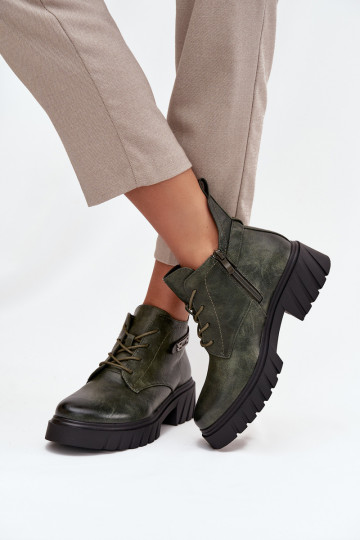 Laag opInarmen Dameslaarzen Op Klok met versierde hakken kaki kleuren Therisse