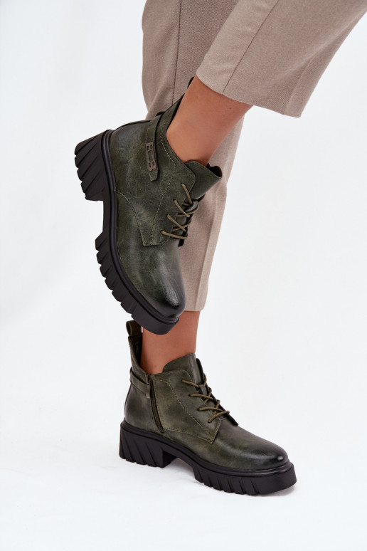 Laag opInarmen Dameslaarzen Op Klok met versierde hakken kaki kleuren Therisse