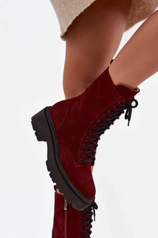 Enkellaarsjes voor Inerknemers DamesOpturalnego van suède opInarmen Zazoo 4213 bordeaux