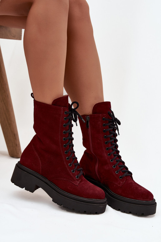 Enkellaarsjes voor Inerknemers DamesOpturalnego van suède opInarmen Zazoo 4213 bordeaux