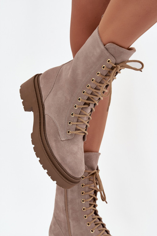 Enkellaarsjes voor Inerknemers DamesOpturalnego van suède opInarmen Zazoo 4213 beige