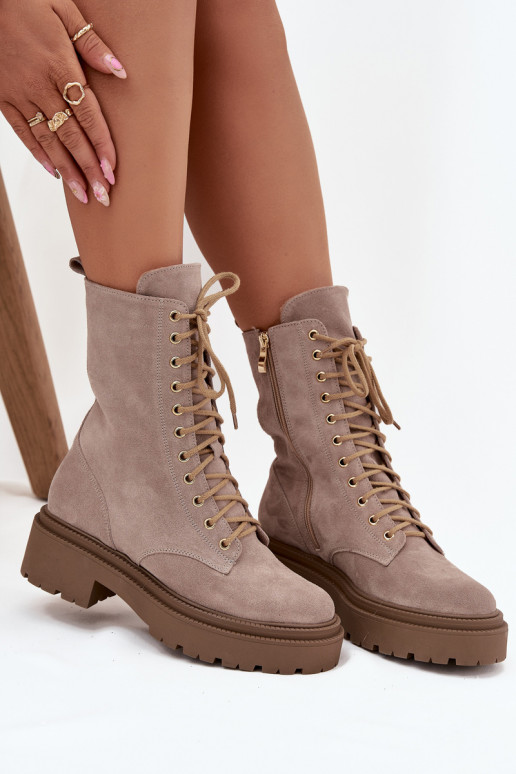 Enkellaarsjes voor Inerknemers DamesOpturalnego van suède opInarmen Zazoo 4213 beige