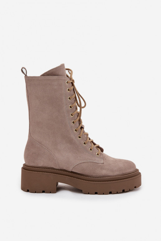 Enkellaarsjes voor Inerknemers DamesOpturalnego van suède opInarmen Zazoo 4213 beige