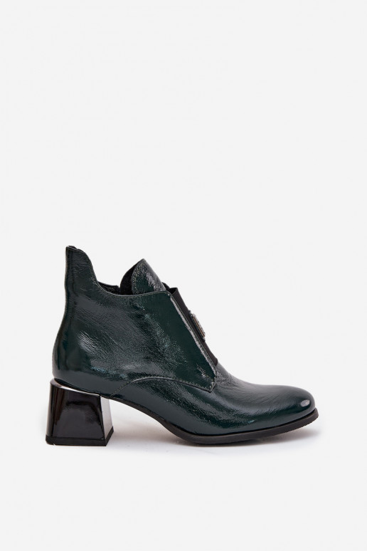 Leer met lakeffect Laarzen Op Klok Met sierlijk Detalem opInarmen Zazoo 60560 kaki kleuren