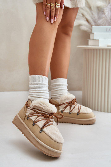 Laag SneeuIn laarzen met platform met bont D.Franklin DFSH370011 beige 2