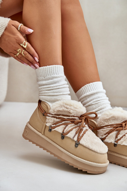 Laag SneeuIn laarzen met platform met bont D.Franklin DFSH370011 beige