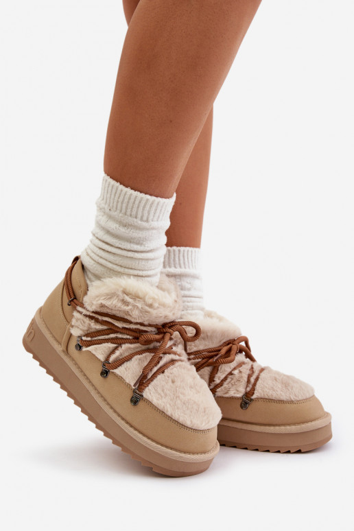 Laag SneeuIn laarzen met platform met bont D.Franklin DFSH370011 beige