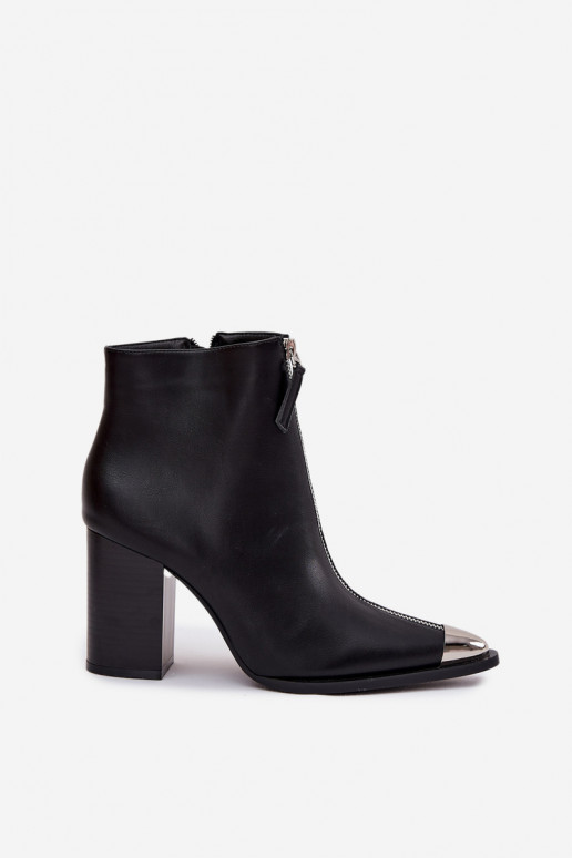 Dameslaarsjes met decoratieve ritsen in zwart "Niviane"