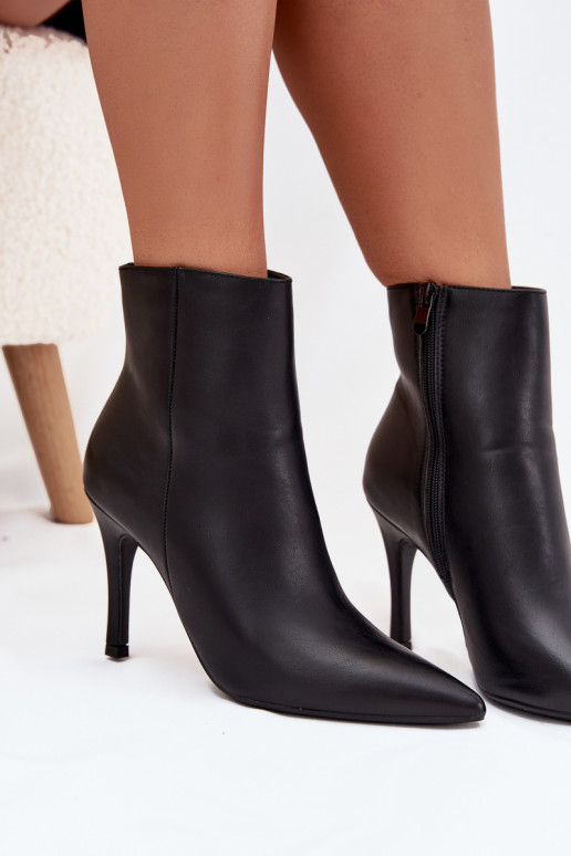 Warm gevoerde damesankleboots met dunne hakken van eco-leer, zwart, Nolisse Warm gevoerde damesankleboots met dunne hakken van eco-leer, zwart, Nolisse