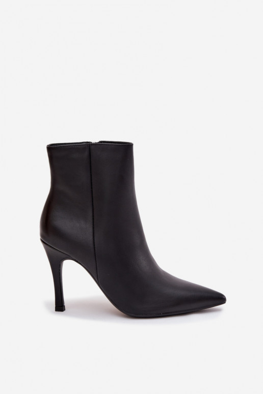 Warm gevoerde damesankleboots met dunne hakken van eco-leer, zwart, Nolisse Warm gevoerde damesankleboots met dunne hakken van eco-leer, zwart, Nolisse