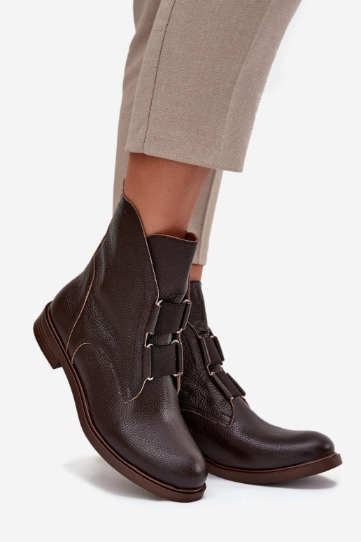 DameslaarzenOpturalnej Skóry met brede hakken Zazoo 3842 CzekoladoIne