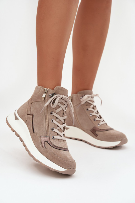 Laarzen Sportieve stijl Dames met platformOpturalnego van suèdeu Zazoo Z1239 beige