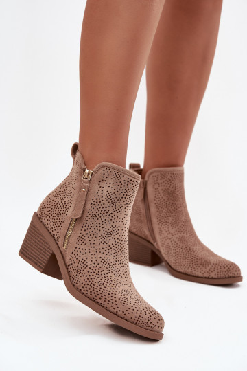 Laarzen in coInboystijl Dames met hakken S.Barski HY52-538 beige