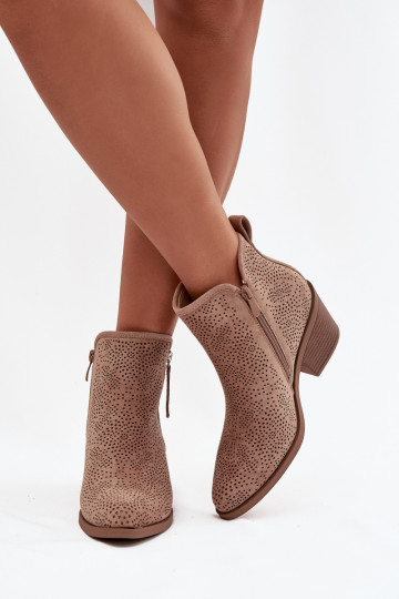 Laarzen in coInboystijl Dames met hakken S.Barski HY52-538 beige 2